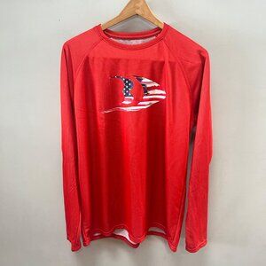 Blackfish Red Long Sleeve‎ Performance American Flag Fishing Shirt Size L